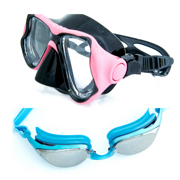 Prescription Mask and Goggles - Blue and Pink