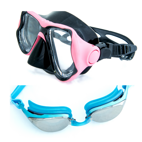 Prescription Mask and Goggles - Blue and Pink